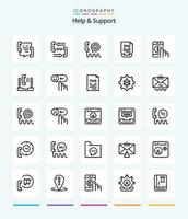 criativo Socorro e Apoio, suporte 25 esboço ícone pacote tal Como ajuda. comunicação. ajuda. telefone. contato vetor