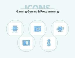 jogos gêneros e programação azul ícone pacote 5 ícone Projeto. estratégia. jogo. corrida. Smartphone. Móvel vetor