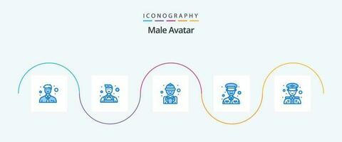 masculino avatar azul 5 ícone pacote Incluindo . cara. trabalho. polícia. militares vetor