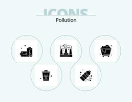 poluição glifo ícone pacote 5 ícone Projeto. lixo. fumaça. desperdício. Produção. fábrica vetor