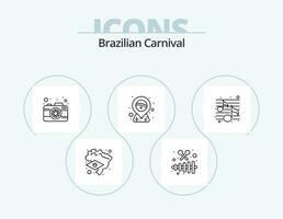 brasileiro carnaval linha ícone pacote 5 ícone Projeto. maracás. decoração. bandeira. carnaval. balões vetor