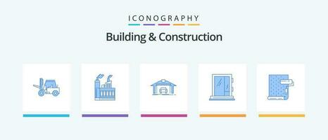 construção e construção azul 5 ícone pacote Incluindo reparar. prédio. fumaça. janela. construção. criativo ícones Projeto vetor