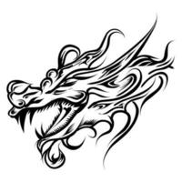 Dragão cabeça tribal tatuagem ilustração vetor