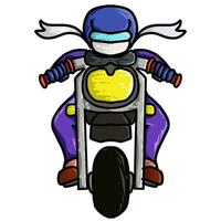 desenho animado ilustração Projeto do pessoas equitação uma motocicleta vetor