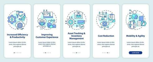 muito o negócio benefícios onboarding Móvel aplicativo tela. digital transformar passo a passo 5 passos editável gráfico instruções com linear conceitos. interface do usuário, ux, gui modelado vetor