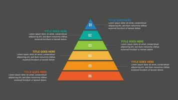 pirâmide hierarquia infográfico modelo Projeto com 6 opções vetor