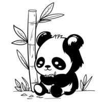 fofa bebê panda esboço página do coloração livro para crianças Preto e branco mão pintado animal esboços dentro uma simples estilo para camiseta imprimir, rótulo, fragmento ou adesivo vetor ilustração