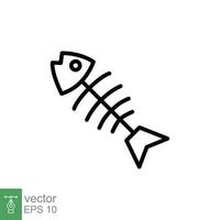 peixe osso ícone. simples esboço estilo. espinha de peixe esqueleto, peixe crânio, cabeça e cauda, animal anatomia conceito. fino linha símbolo. vetor ilustração isolado em branco fundo. eps 10.