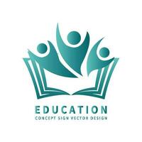 trabalho em equipe livro logotipo Educação vetor