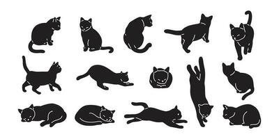 gato vetor gatinho ícone logotipo desenho animado personagem ilustração rabisco Preto