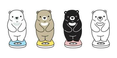 Urso vetor polar Urso ícone personagem desenho animado logotipo pesagem balanças ilustração Urso de pelúcia rabisco