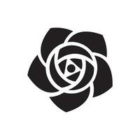 rosa flor ícone Preto e branco vetor gráfico