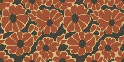 vintage groovy flores desatado padronizar. retro floral sem fim fundo. na moda estilizado botânico papel de parede vetor