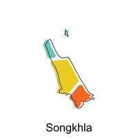 mapa do Songkhla vetor Projeto modelo, nacional fronteiras e importante cidades ilustração