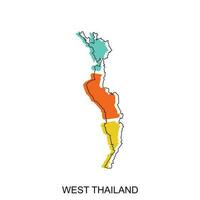 mapa do oeste Tailândia vetor Projeto modelo, nacional fronteiras e importante cidades ilustração