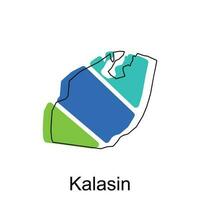 mapa do Kalasin vetor Projeto modelo, nacional fronteiras e importante cidades ilustração