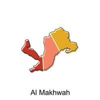 mapa do al makhwah colorida moderno vetor Projeto modelo, nacional fronteiras e importante cidades ilustração