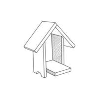 linha arte de madeira casa linha minimalista Projeto modelo, vetor símbolo, sinal, esboço ilustração.