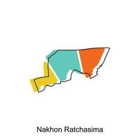 mapa do Nakhon Ratchasima vetor Projeto modelo, nacional fronteiras e importante cidades ilustração, estilizado mapa do Tailândia