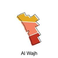mapa do al wajh colorida moderno vetor Projeto modelo, nacional fronteiras e importante cidades ilustração