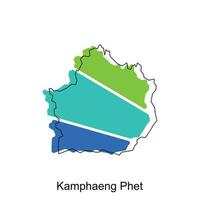 mapa do Kamphaeng phet vetor Projeto modelo, nacional fronteiras e importante cidades ilustração, estilizado mapa do Tailândia