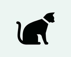 gato silhueta ícone. gatinho felino animal todo corpo lado perfil sentar sentado personagem símbolo rabo colo forma placa vetor gráfico clipart cricut cricut