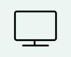 exibição tela ícone computador pc exibição monitor lcd conduziu televisão televisão Preto branco esboço placa símbolo ilustração obra de arte gráfico clipart eps vetor