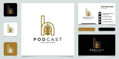 carta h com podcast logotipo modelo ilustração vetor
