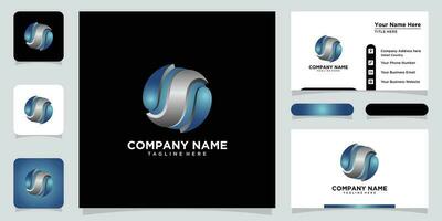 carta s logotipo Projeto modelo colori prata azul 3d círculo Projeto para o negócio e companhia identidade Prêmio vetor