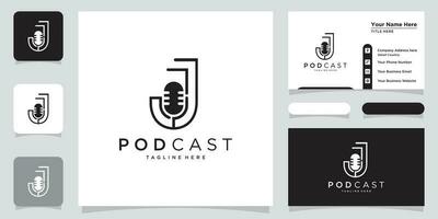 carta j com podcast logotipo modelo ilustração vetor