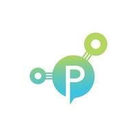 molécula inicial carta p logotipo Projeto vetor