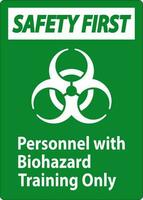 segurança primeiro rótulo pessoal com risco biológico Treinamento só vetor