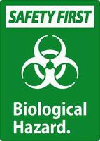 segurança primeiro rótulo biológico perigo em branco fundo vetor