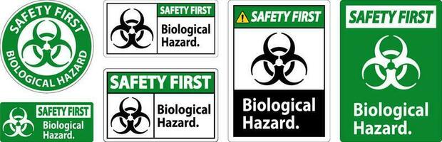 segurança primeiro rótulo biológico perigo em branco fundo vetor