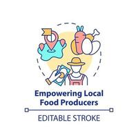 ícone do conceito de capacitação de produtores locais de alimentos vetor