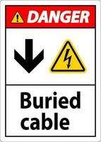 Perigo placa enterrado cabo com baixa seta e elétrico choque símbolo vetor