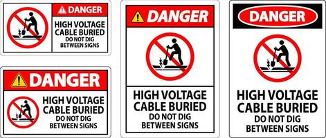 Perigo placa Alto Voltagem cabo enterrado. Faz não escavação entre placa vetor