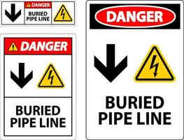 Perigo placa enterrado tubo linha com baixa seta e elétrico choque símbolo vetor
