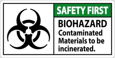 risco biológico segurança primeiro rótulo risco biológico contaminado materiais para estar incinerado vetor