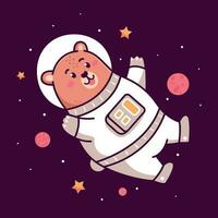 desenho animado astronauta Castanho Urso vetor