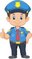 desenho animado policial sorridente em pé vetor