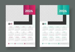 impressão pronto 1 página parede calendário modelo Projeto para 2024. semana começa em domingo vetor