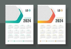 calendário 2024 modelo planejador vetor parede minimalista estilo 1 para 12 mês 1 página. semana começa em domingo calendário Projeto 2024