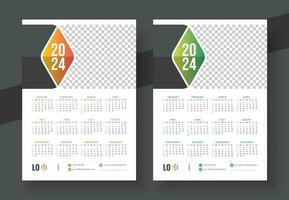 moderno parede calendário Projeto 2024 modelo. impressão pronto 1 página parede calendário modelo Projeto para 2024. semana começa em domingo calendário Projeto 2024 vetor