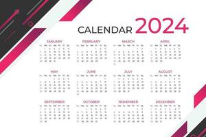 moderno 2024 Novo ano calendário Projeto modelo. vetor modelo. escrivaninha calendário, semana começa a partir de domingo