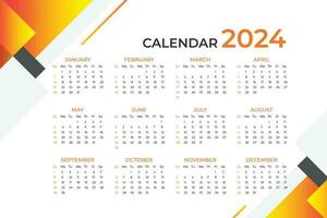 2024 Novo ano calendário modelo dentro moderno estilo. semana começa em Domingo. minimalista estilo calendário vetor