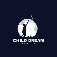 Sonhe logotipo, criança Sonhe inspirado projeto, vetor alcançando Estrela Diversão aprendizado, crianças Sonhe logotipo modelo