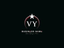 inicial luxo vy círculo logotipo carta, mínimo real Estrela vy logotipo símbolo para o negócio vetor