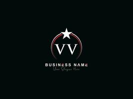 inicial luxo vv círculo logotipo carta, mínimo real Estrela vv logotipo símbolo para o negócio vetor