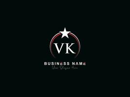 inicial luxo vk círculo logotipo carta, mínimo real Estrela vk logotipo símbolo para o negócio vetor